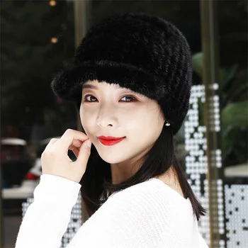 Sieviešu Ziemas Modes Kažokādas Cepuri krievu Stilā Dabisko Ūdeļu Kažokādu Modes Beisbola Cepure Luxury Premium Soft Sabiezējumu Silta Cepure
