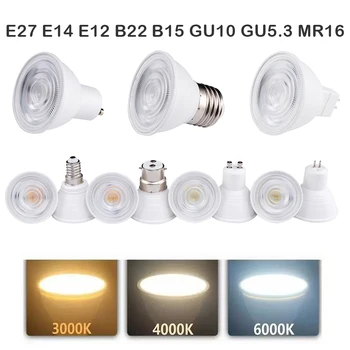 Aptumšojami LED Spuldzes E27 E14 E12 B22 B15 COB 7W GU10 GU5.3 MR16 Spuldzes, 220-240V Baltā Lampa Enerģijas Taupīšanas Iekštelpu Apgaismojums