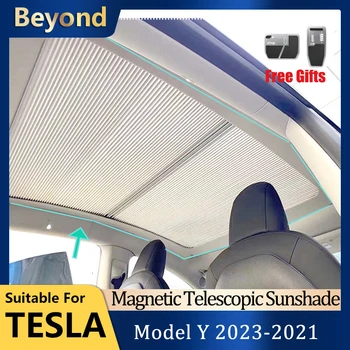 Par Tesla Model Y 2023 Jaunu Auto Magnētisko Saule Toņos Stikla Jumta Saulessargs 2021 2022 Priekšā, Aizmugurē, Jumta Lūka, Jumta Interjera Accessorie