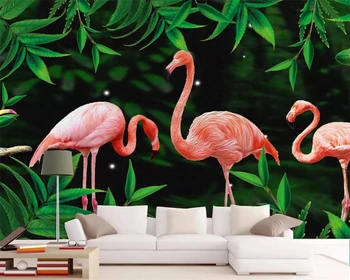 Beibehang Roku apgleznoti tropu rainforest flamingo TV dīvāns fona tapetes mājas dekors dzīvojamā istaba guļamistaba 3d tapetes