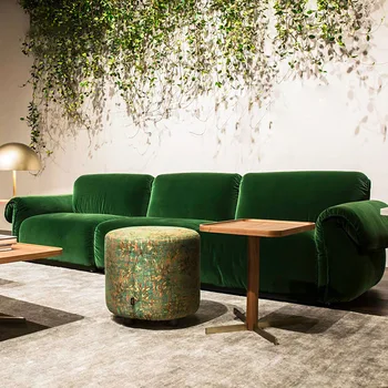 Zaļā Auduma Dzīvojamā Istaba Dīvāns Modernā Samta Itāļu Mīkstās Minimālisma Atpūtas Dīvānu Canapes Saloni, Luksusa Mēbeles