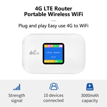 Portatīvo 4G Mifi Router 150Mbps 4G LTE, WiFi, Bezvadu Atkārtotājs Portatīvo Kabatas Wifi Mobilo Hotspot Iebūvēts 3000Mah SIM Kartes Slots
