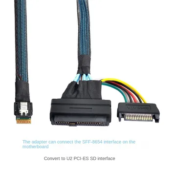 SFF 8654 4.i Slimsas, Lai SFF 8639 Cietais Disks SSD Kabeļu NVME U. 2 Ar 15 Pin SATA Barošanas Kabelis