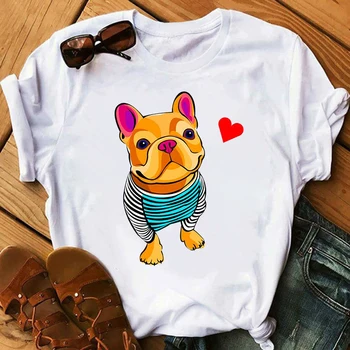 Kawaii franču Buldogs T Krekls Sievietēm, suns mīļāko top tees femme vasaras top sieviete Estētisko Drēbes Grafiskais t-krekls camisetas mujer
