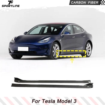 Nekustamā Oglekļa Šķiedras Sānu Bufera Pagarinājums Svārki par Tesla Model 3 Sedans 4 Durvis 2018-2020 Sānu Svārki Durvju Bufera Lūpu Aizsargs