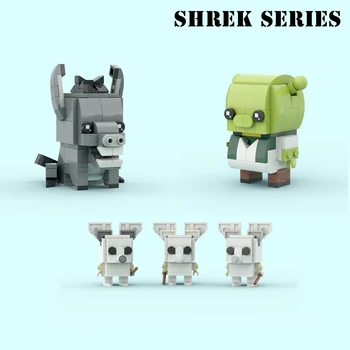Varavīksnes Cūku KM Filmu Sērijas Cartoon Rīcības Raksturs Šreks Donkey Peli Monster Galda Dekorēšana Celtniecības Bloki Bērniem Rotaļlietas