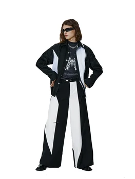 27-46 2023 Vīriešu Un Sieviešu Apģērbu Yamamoto Stila Sākotnējā Melnā Un Baltā Kontrasts Plaša Kāju Bikses Bikses Mīļotājiem Plus Lieluma Kostīmi