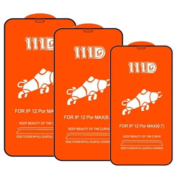100gab 111D Rūdīts Stikls 9H Pilnībā Segtu Izliekta Ekrāna Aizsargs Filmu iPhone 14 Pro Max 13 Mini 12 11 XS XR X 8 7 6 Plus SE