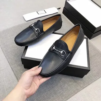 Augstas kvalitātes vīriešu klasiskās pātagot Ādas kurpes Modes klasiskās ikdienas Biznesa Metāla sprādzi ādas Braukšanas kurpes