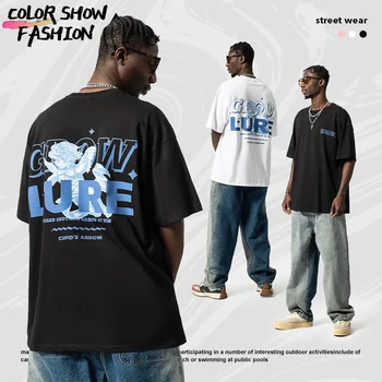 Street Hip-Hop Vēstuli Raksts Iespiests t-krekls Modes Gadījuma Tīras Kokvilnas Zaudēt Liela Izmēra Apaļu Kakla Īsām Piedurknēm Vīriešiem un Sievietēm