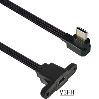 10CM 20CM 90° Leņķa C Tipa Vīriešu USB 3.1 Spraudni Mini USB 5pin Sieviešu Maksas Datu Pārraides Sinhronizācijas Kabeļa Adapteris