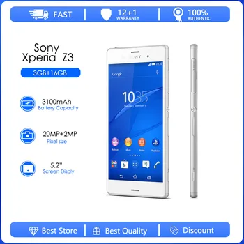 Sony Xperia Z3 D6603 Atjaunotas-Oriģināls Atbloķēt 4G 16GB 3GB RAM Android Mobilo Tālruni 20MP 5.2