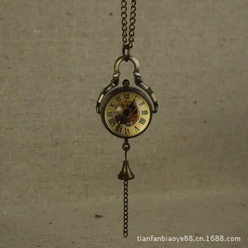 Pils retro kabatas pulkstenis vairumtirdzniecības mazās mehanizācijas bumbu, galda retro kaklarota džemperis ķēdes korejas mehāniskās kabatas pulkstenis