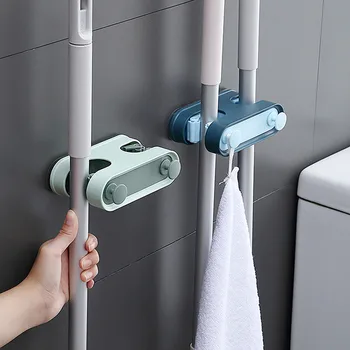 Lipīga multi-purpose āķi var piestiprināt pie sienas, mop glabāšanas rīks virtuves plaukts uzglabāšanas ierīces mājas apdarei virtuvē karājas plaukts
