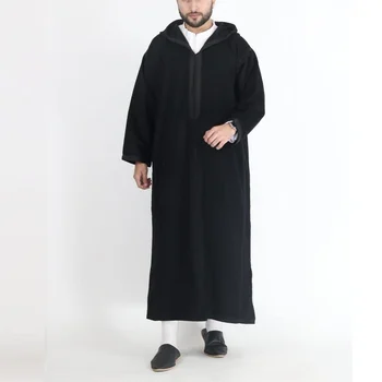 2023 Jaunu arābu Stila Garās Vīriešu Krekls, Kapuci Musulmaņu Tērpu Saūda Arābija Abaya Kaftan Thobe